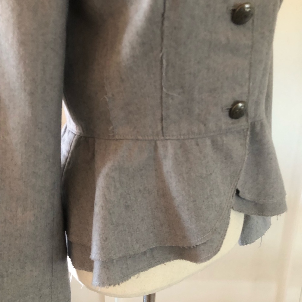 Banana Republic Peplum Military Blazer Gray Wool and Cotton Blend Women's Size 8 - Picture 7 of 16